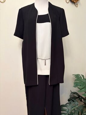 Black and Ivory Two-Piece Dressy pant Set